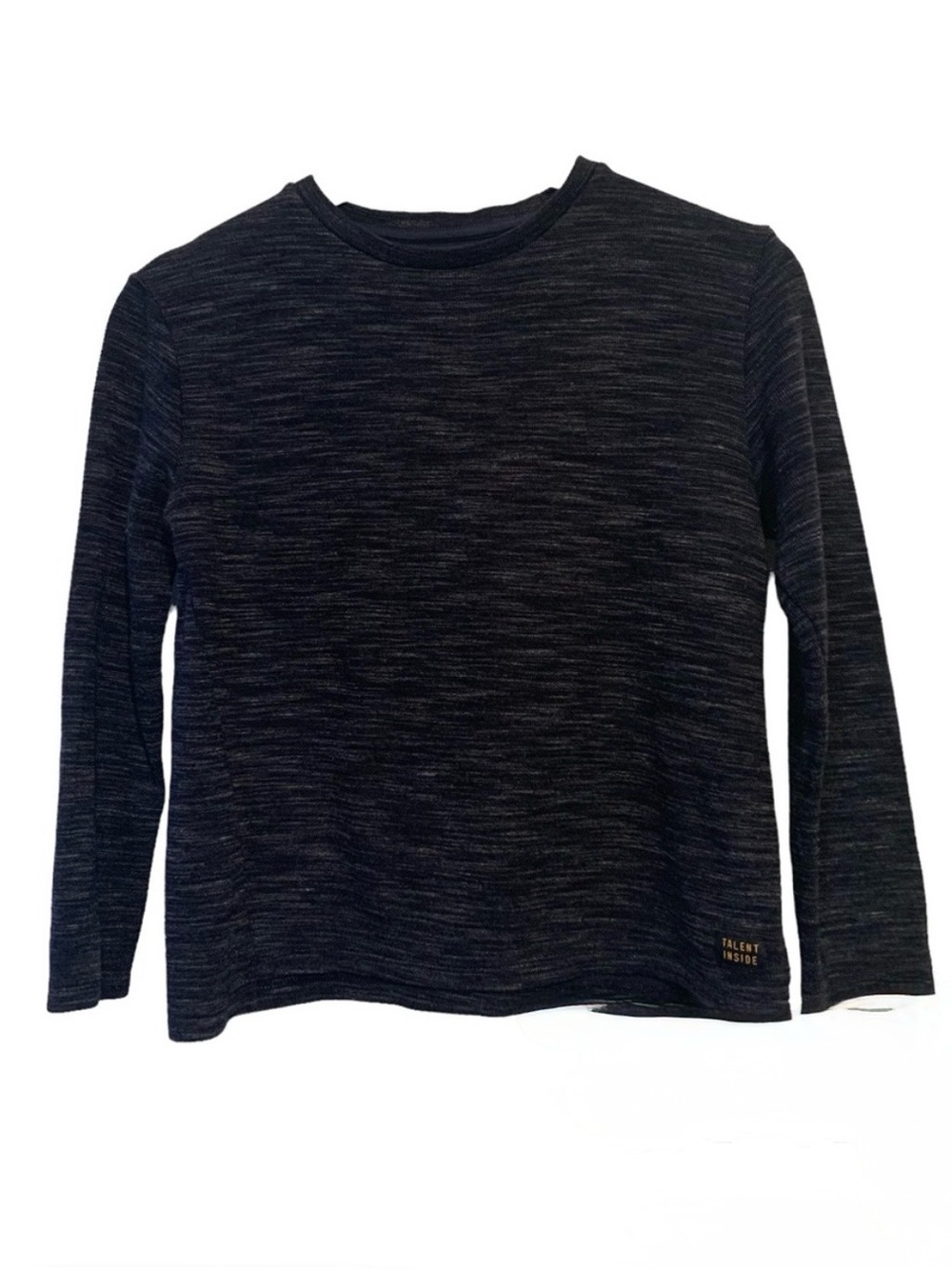 Zara Kids 9 space dye navy blue long sleeve thick knit pullover shirt portrait